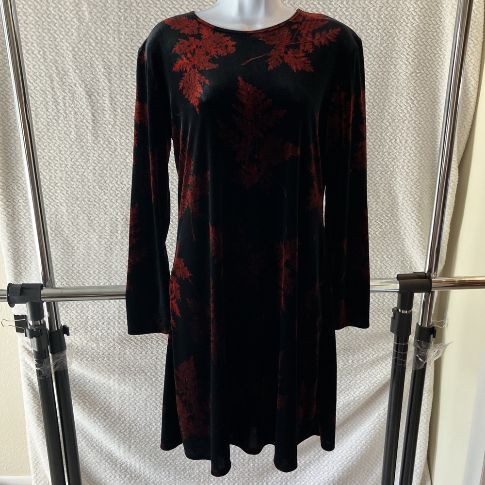 Vtg Teddi Evening Medium Black Red‎ Velvet Maxi Dress Oriental Whimsigoth Witchy